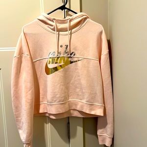 Peach Nike Hoodie with Silver & Gold Logo
